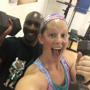 Maryville Wellness: Educators, Martrez Taylor and Candace Boeh, workout in the high school weight room during their planning period last year.