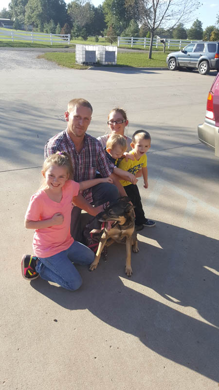 The New Nodaway Humane Society Animal Shelter was instrumental in reuniting Shawn and Brooke Bode, St. Joseph, and their three children, with their lost dog which had been missing for a year. Alice, named after the wonderland story character, went missing in March 2015. The dog was found two weeks ago by a Maryville trucker in Faucett. Concerned that the dog would be hit, the dog was brought to Maryville where it ended up at the animal shelter. The dog had a microchip which allowed Wendy Combs, humane society director, to contact the owners. Family and dog were reunited on October 3.